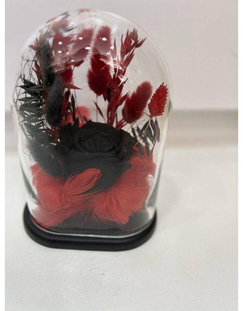 Forever Roses Σε Γυάλα Με Αποξηραμένα